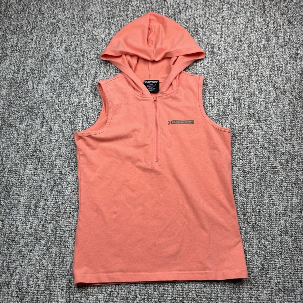 Polo Jeans Ralph Lauren Hoodie Vest Womens Medium R-1 Full Zip Pink